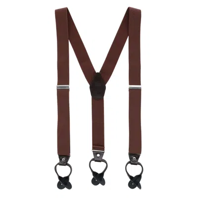 Ctm Men's 1.375 Inch Wide Solid Color Y-back Button-end Suspenders In Brown