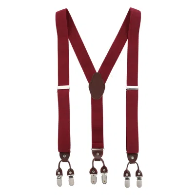 Ctm Men's 1.375 Inch Wide Solid Color Y-back Double Clip-end Suspenders In Red