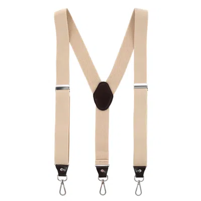 Ctm Men's 1.375 Inch Wide Suspender With Drop Tab Swivel Hook Ends In Beige