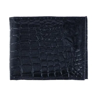 Ctm Men's Alligator Print Bifold Wallet In Black