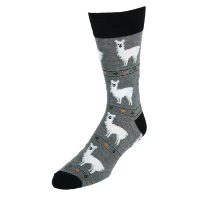 Ctm Men's Alpaca Print Novelty Socks In Grey