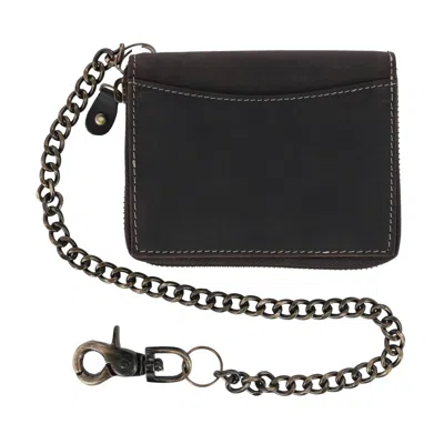 Ctm Men's Bifold Zip Around Chain Wallet With Interior Zip In Black