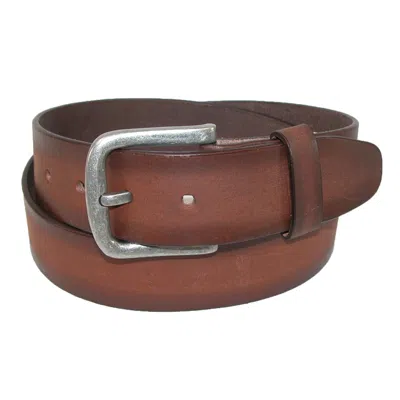 Ctm Men's Big & Tall Burnished Leather Bridle Belt With Removable Buckle In Brown