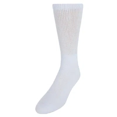 Ctm Men's Big And Tall Diabetic Non-binding Crew Socks (3 Pack) In White
