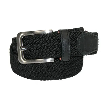 Ctm Men's Big & Tall Elastic Braided Stretch Belt With Silver Buckle In Black
