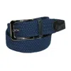 Ctm Men's Big & Tall Elastic Braided Stretch Belt With Silver Buckle In Blue