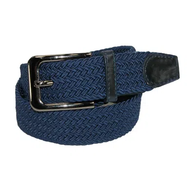 Ctm Men's Big & Tall Elastic Braided Stretch Belt With Silver Buckle In Blue