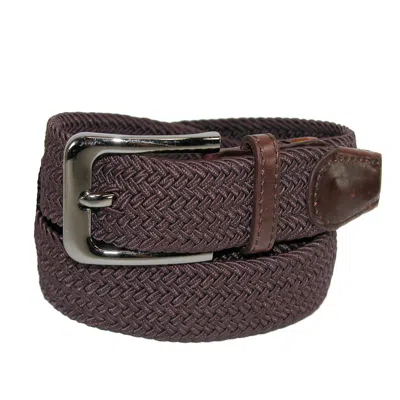 Ctm Men's Big & Tall Elastic Braided Stretch Belt With Silver Buckle In Brown