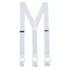 Ctm Men's Big & Tall Elastic Button End Dress Suspenders With Silver Hardware In White