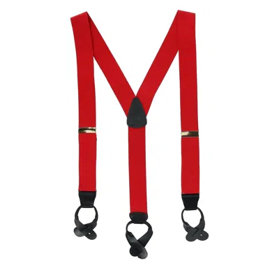 Ctm Men's Big & Tall Elastic Button End Suspenders In Red