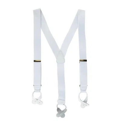 Ctm Men's Big & Tall Elastic Button End Suspenders In White
