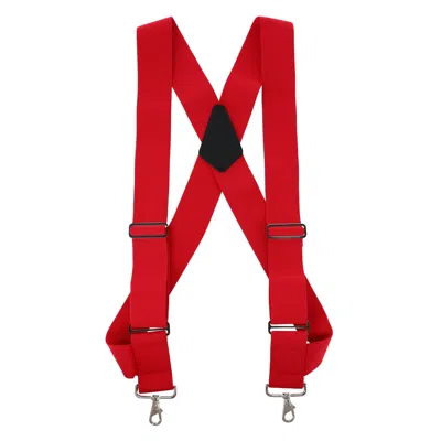 Ctm Men's Big & Tall Elastic Side Clip Metal Swivel Hook Trucker Suspenders In Red