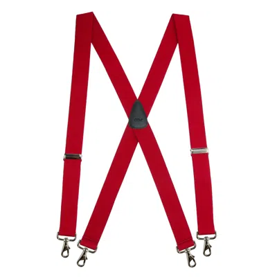 Ctm Men's Big & Tall Elastic Solid Color X-back Suspender With Swivel Hook Ends In Red