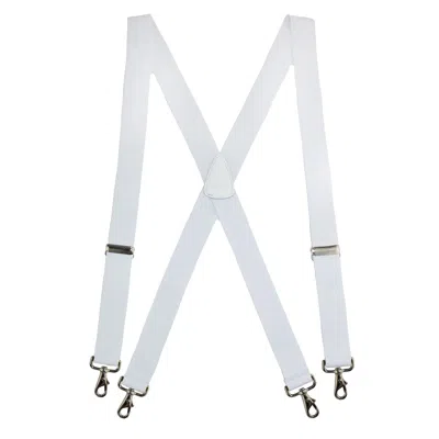 Ctm Men's Big & Tall Elastic Solid Color X-back Suspender With Swivel Hook Ends In White