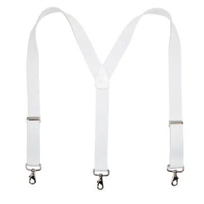 Ctm Men's Big & Tall Elastic Solid Color Y-back Suspender With Swivel Hook Ends In White