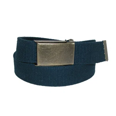 Ctm Men's Big & Tall Fabric Belt With Brass Flip Top Buckle In Blue