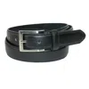 Ctm Men's Big & Tall Leather Basic Dress Belt With Silver Buckle In Black