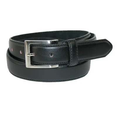 Ctm Men's Big & Tall Leather Basic Dress Belt With Silver Buckle In Black