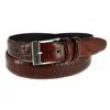Ctm Men's Big & Tall Leather Croc Print Belt In Brown