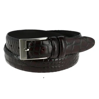 Ctm Men's Big & Tall Leather Croc Print Belt In Multi