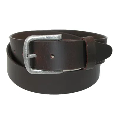 Ctm Men's Big & Tall Leather Removable Buckle Bridle Belt In Brown
