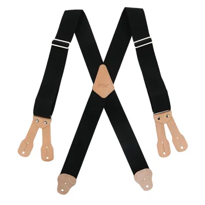 Ctm Men's Big & Tall Non-elasticized Button End Work Suspenders In Black