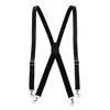 Ctm Men's Big & Tall Smooth Coated Leather Suspenders With Metal Swivel Hook End In Black