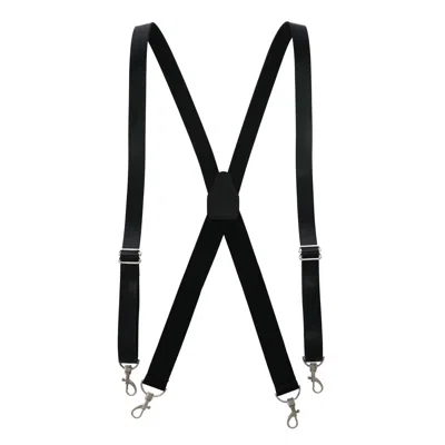 Ctm Men's Big & Tall Smooth Coated Leather Suspenders With Metal Swivel Hook End In Black