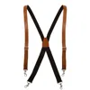 Ctm Men's Big & Tall Smooth Coated Leather Suspenders With Metal Swivel Hook End In Multi