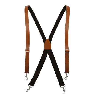 Ctm Men's Big & Tall Smooth Coated Leather Suspenders With Metal Swivel Hook End In Multi