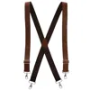 Ctm Men's Big & Tall Wide Leather Suspenders With Swivel Hook Ends In Brown