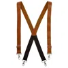 Ctm Men's Big & Tall Wide Leather Suspenders With Swivel Hook Ends In Multi