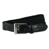 Ctm Men's Braided Elastic Stretch Belt With Croc Print End Tabs In Black