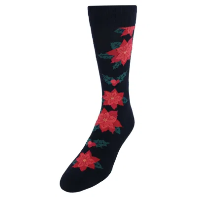 Ctm Men's Christmas Poinsettias Novelty Socks (1 Pair) In Black
