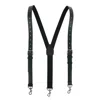 Ctm Men's Coated Leather Buckle Strap Suspenders With Metal Swivel Hook Ends In Black
