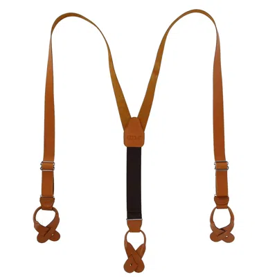 Ctm Men's Coated Leather Button-end 1 Inch Suspenders In Multi