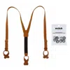 Ctm Men's Coated Leather Button-end Y-back Suspender With Bachelor Buttons In Multi