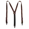 Ctm Men's Coated Leather Clip-end 1 Inch Suspenders In Brown