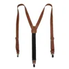 Ctm Men's Coated Leather Clip-end 1 Inch Suspenders In Multi