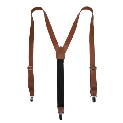 Ctm Men's Coated Leather Clip-end 1 Inch Suspenders In Multi