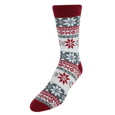Ctm Men's Crew Snowflake Christmas Novelty Sock (1 Pair) In White