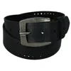 Ctm Men's Distressed Leather Bridle Belt With Perforations In Black