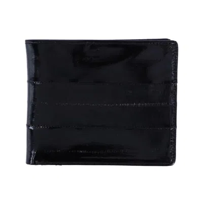 Ctm Men's Eel Skin Leather Bifold Wallet With Coin Pouch In Black
