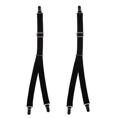 Ctm Men's Elastic 1 Inch Casual Y Split Sock Garter Shirt Stays In Black