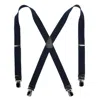 Ctm Men's Elastic Anti Slip Pin Clip Suspenders With Leather Drop Tabs In Blue