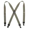 Ctm Men's Elastic Anti Slip Pin Clip Suspenders With Leather Drop Tabs In Green