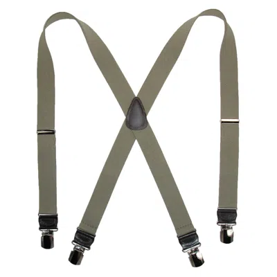 Ctm Men's Elastic Anti Slip Pin Clip Suspenders With Leather Drop Tabs In Green