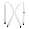 Ctm Men's Elastic Anti Slip Pin Clip Suspenders With Leather Drop Tabs In White