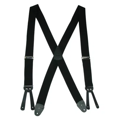 Ctm Men's Elastic Basic X-back Button-end Suspenders In Black