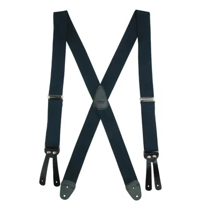 Ctm Men's Elastic Basic X-back Button-end Suspenders In Blue